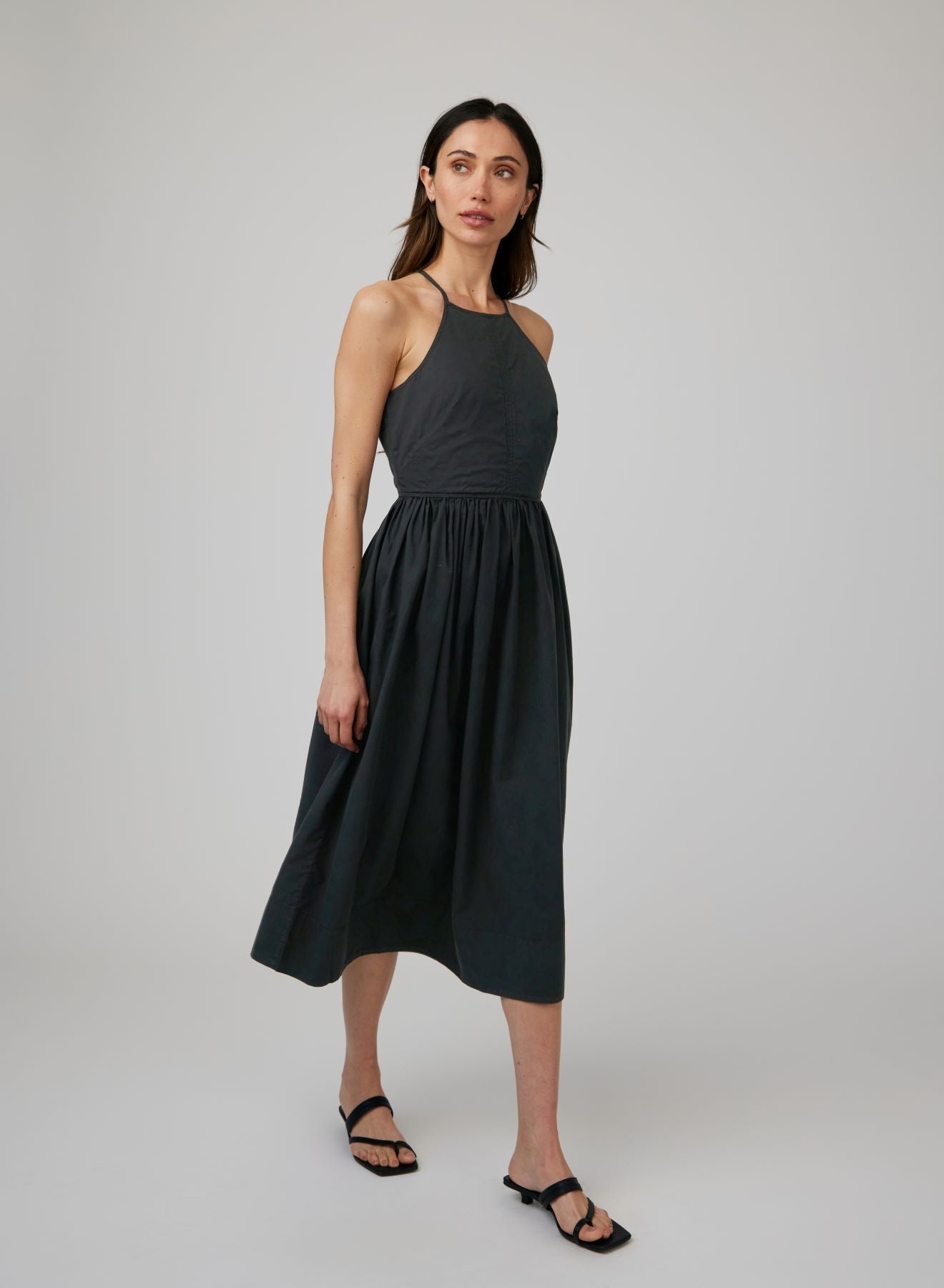 Fitted Midi Halter Dress | Black