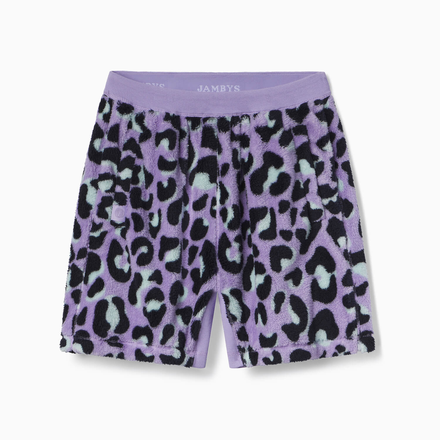 Sherpa Fleece Lounge Shorts | Lavender Leopard