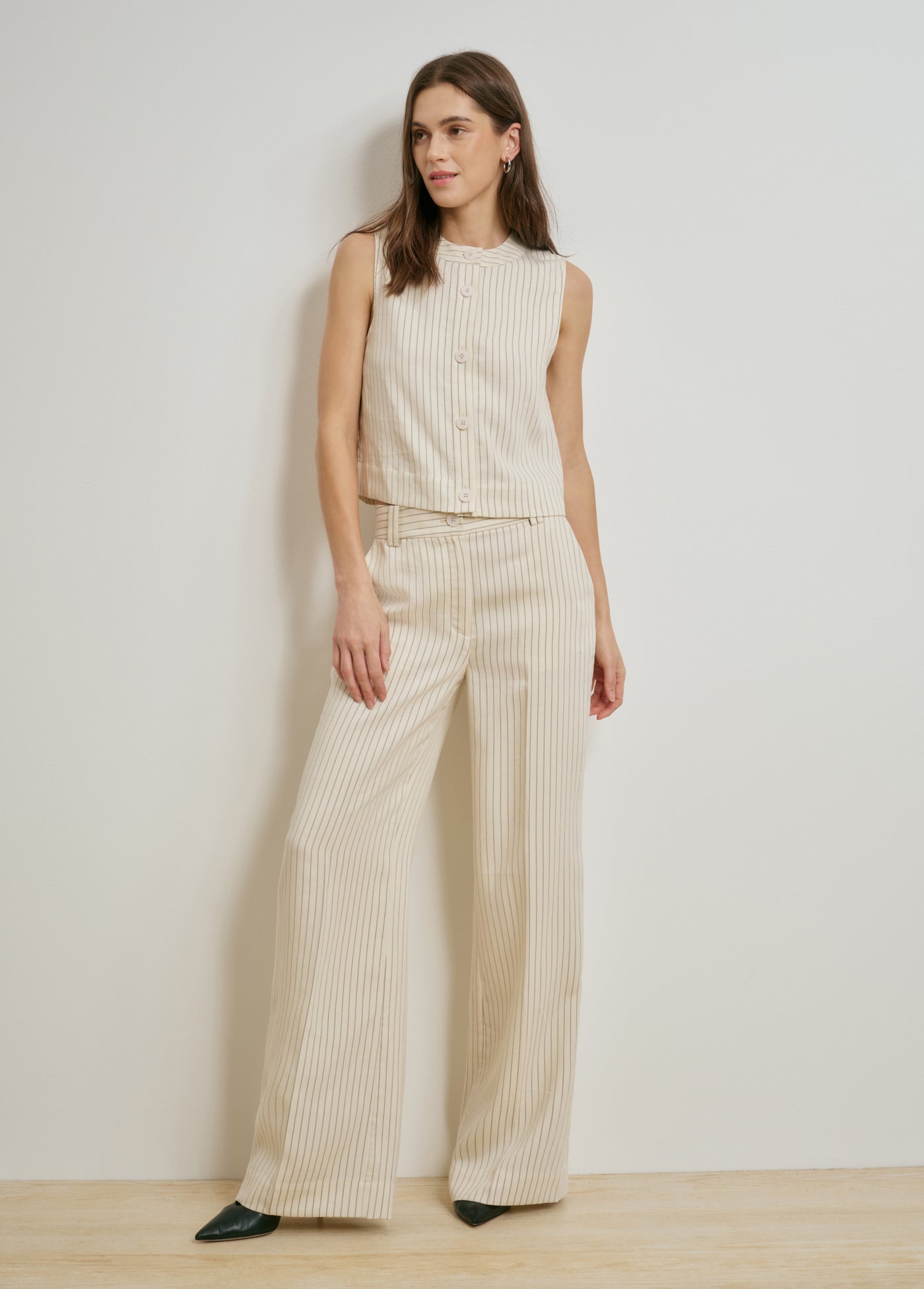 cream pinstripe