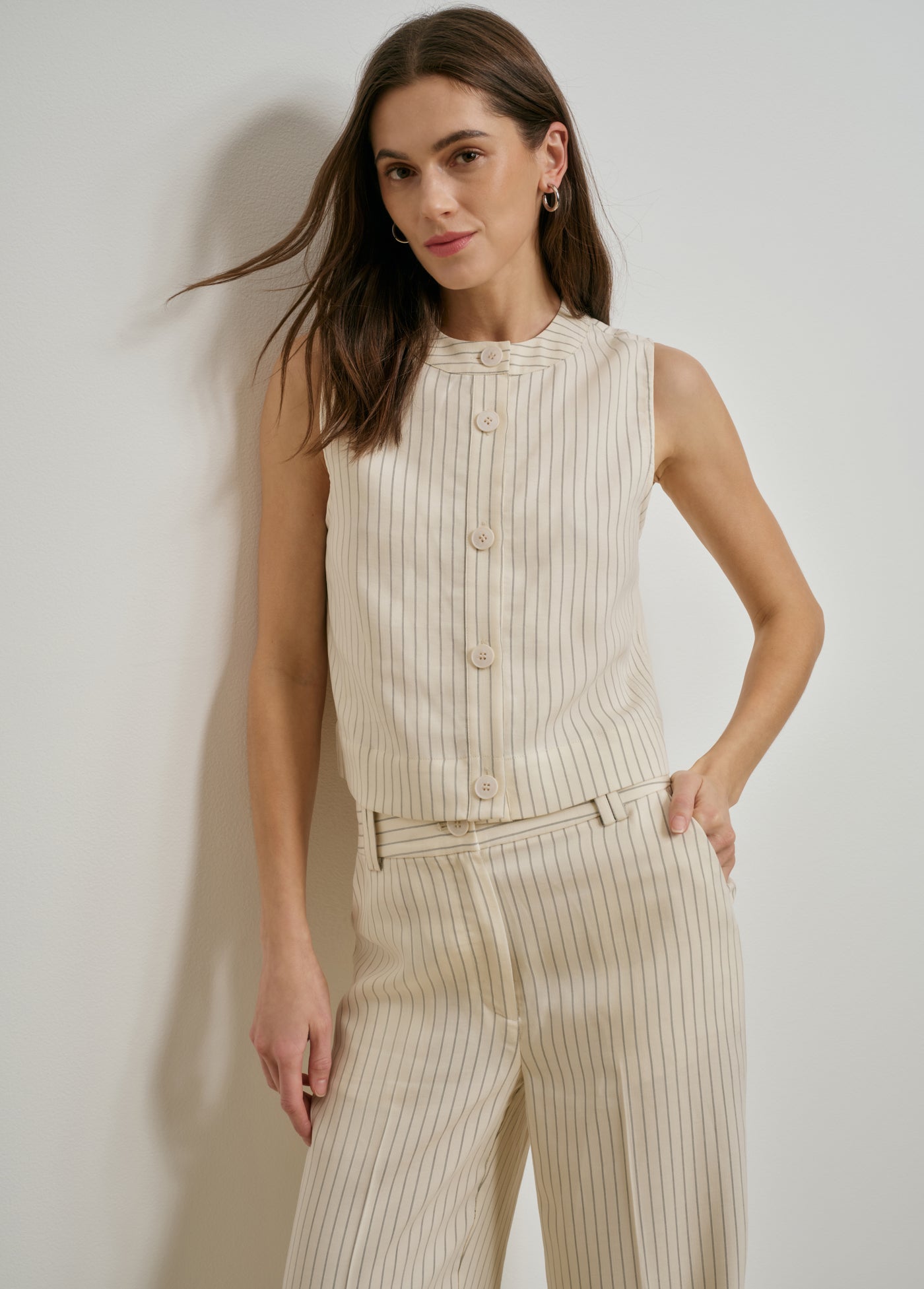 cream pinstripe