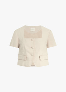 The Mayfair Linen Top | Light Khaki
