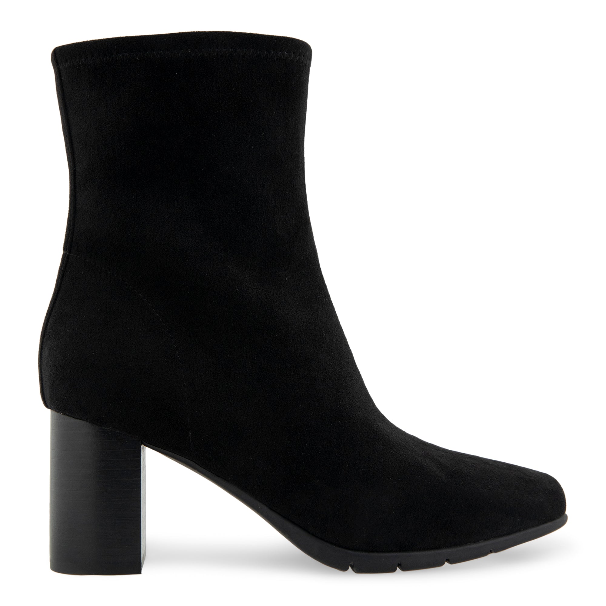 Miley Bootie Mid Block Heel | Black Stretch Gaberdine