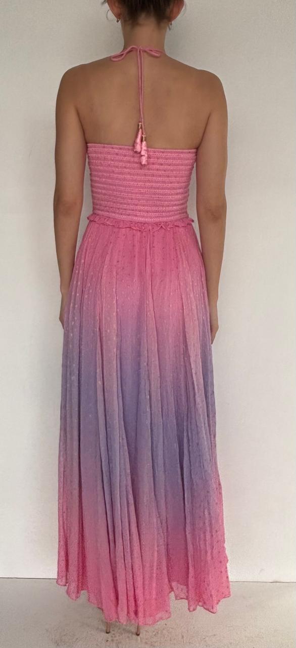Halter Neckline Long Dress | Pink/Purple