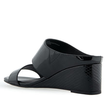 Wheeler Sandal Wedge | Black Faux Patent