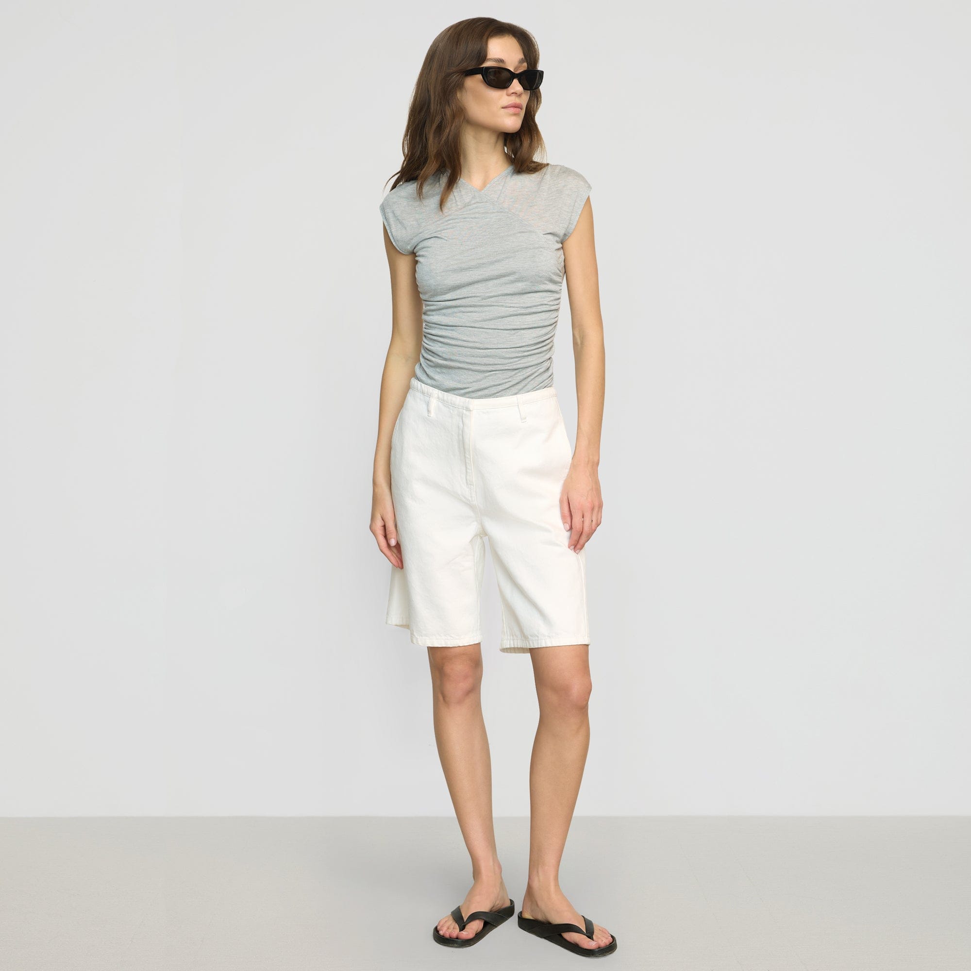 Haviland Tailored Denim Short | White
