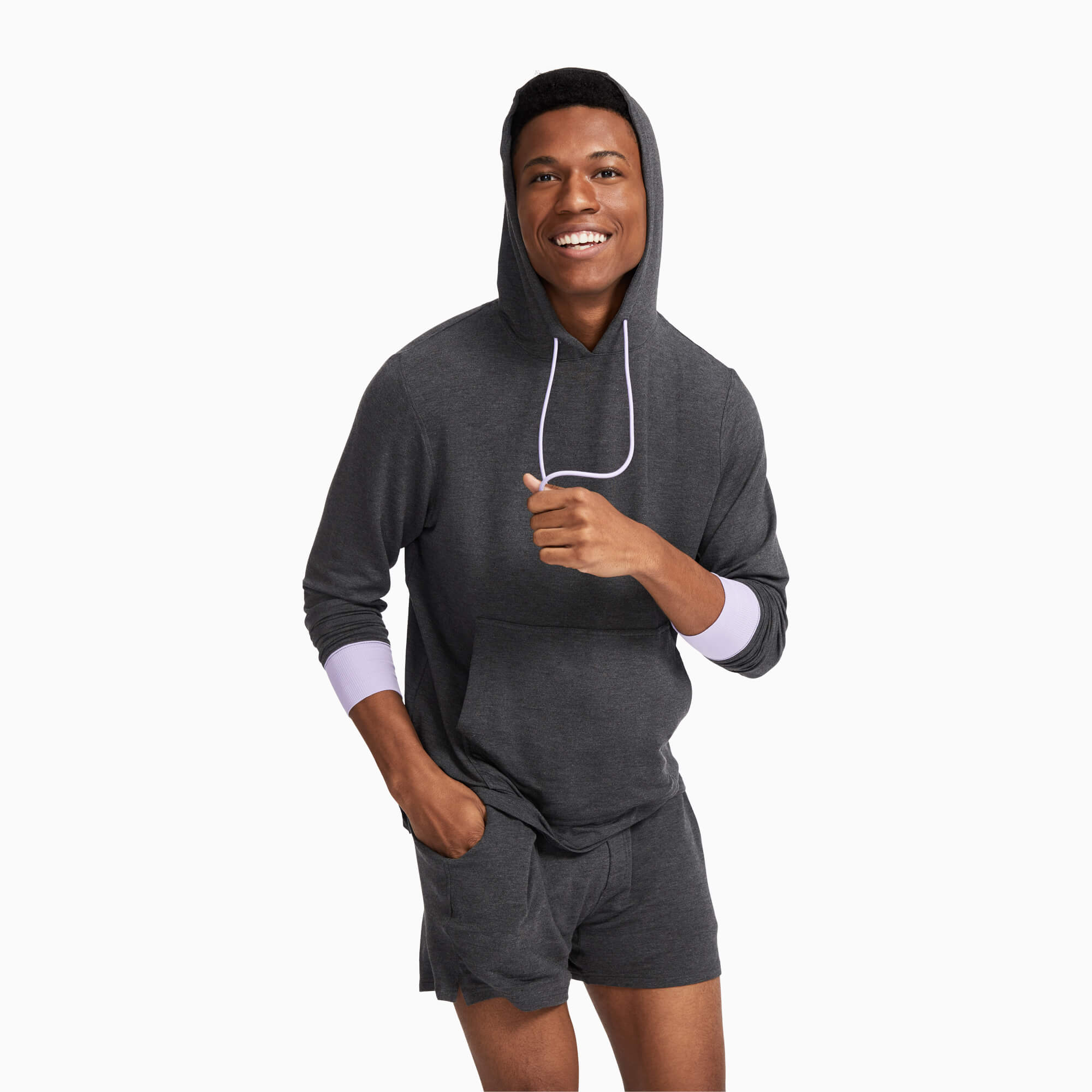 Modal French Terry House Hoodie | Gray/Lavender