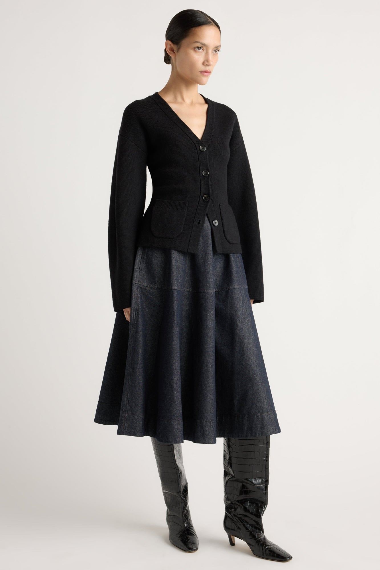 Charlotte | Hyejin A-Line Denim Skirt in Size Small