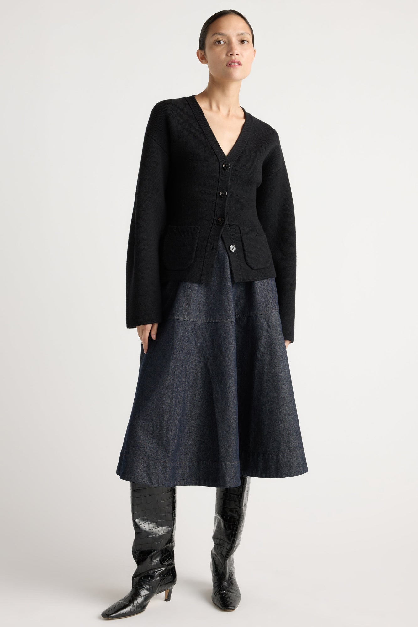 Charlotte | Hyejin A-Line Denim Skirt in Size Small