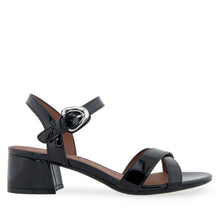 Cinzia Sandal Block Heel | Black Faux Patent