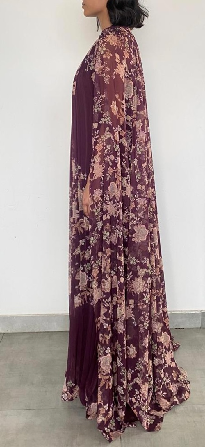 Pleated Maxi Dress | Burgundy Floral