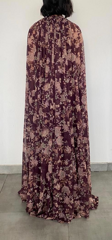 Pleated Maxi Dress | Burgundy Floral