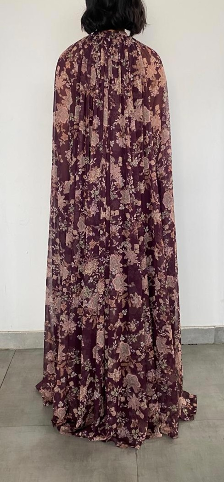 Pleated Maxi Dress | Burgundy Floral