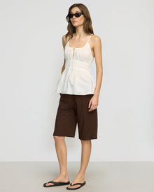Renee | Jamila Organic Cotton Semi-Sheer Ruched Cami in Size Small