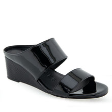 Wheeler Sandal Wedge | Black Faux Patent