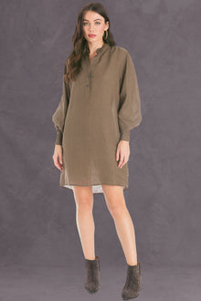 Women | Boho Linen Dress | Olive