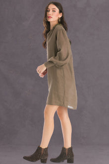 Women | Boho Linen Dress | Olive