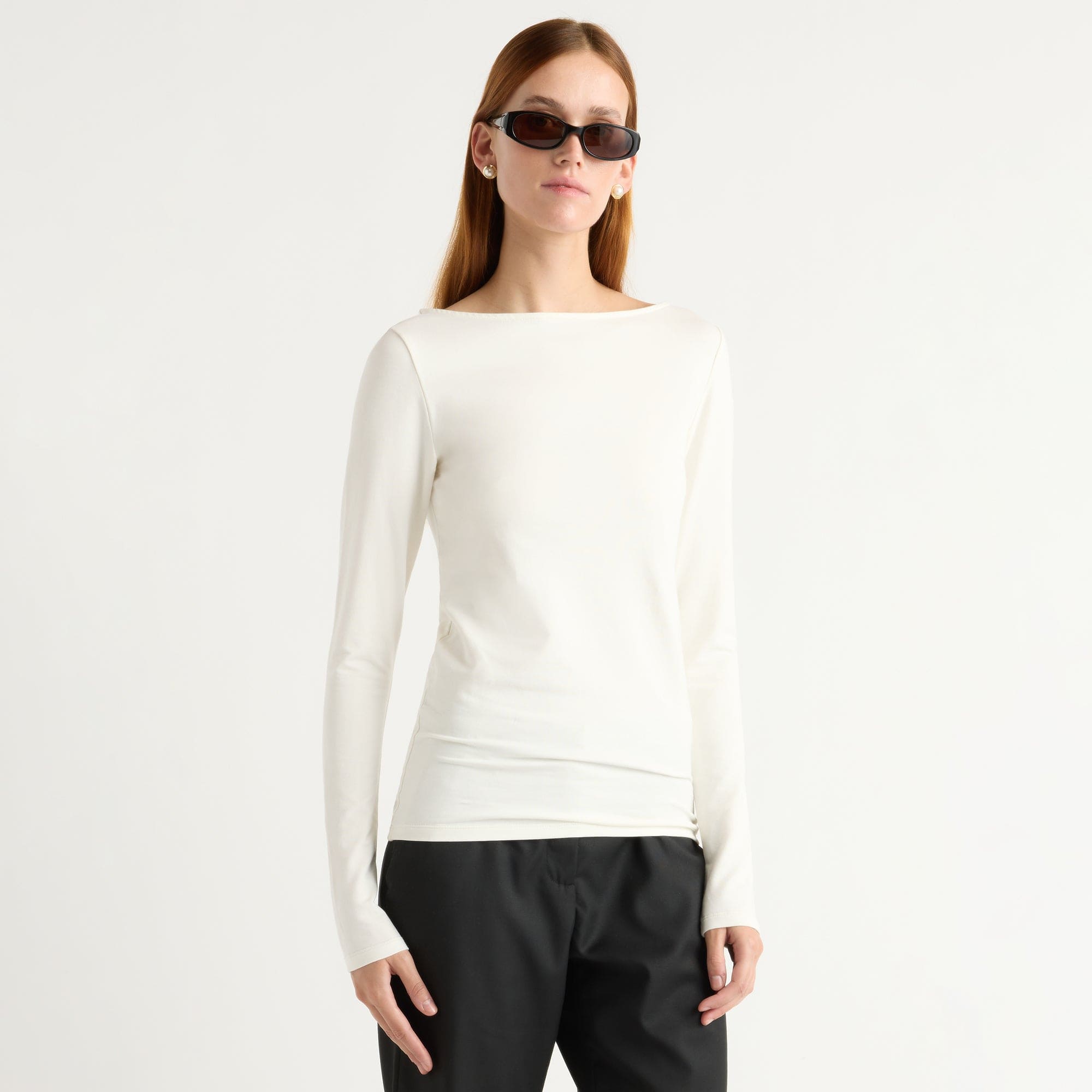 Kelsey | Lainey Organic-Cotton Slit-Neck Tee in Size Small