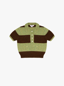 Molly Polo Sweater | Mocha/Pistachio Stripe