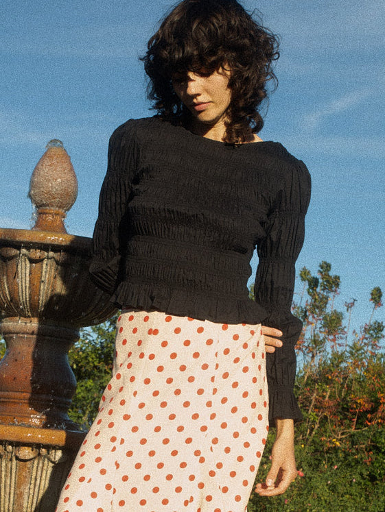 Rue Smocked Long Sleeve | Black