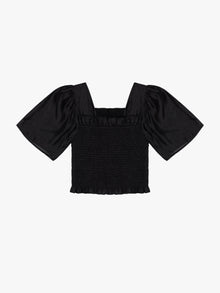 Toni Smocked Top | Black Organza