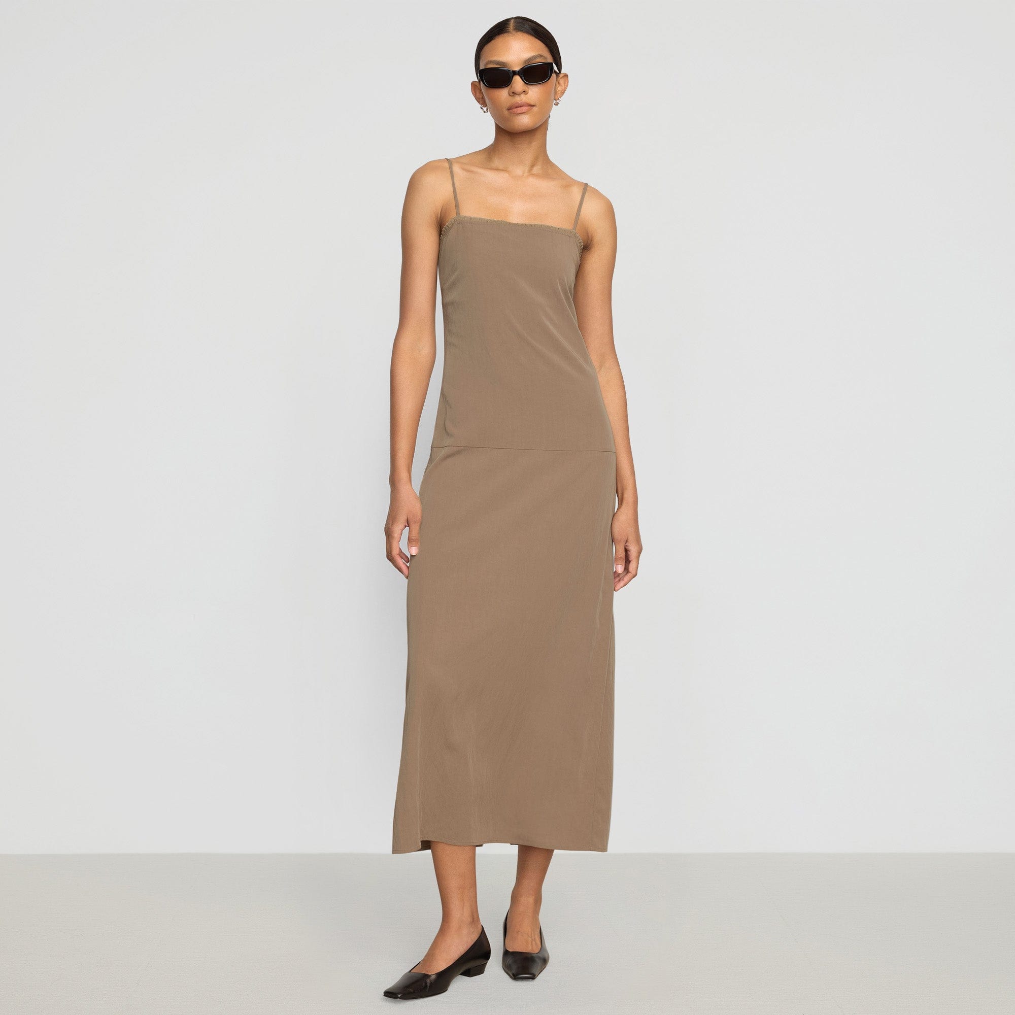 Lisette Square-Neck Cami Dress | Light Taupe