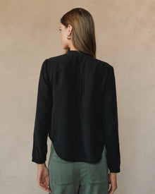 Long Sleeve Pintuck Pullover | Black