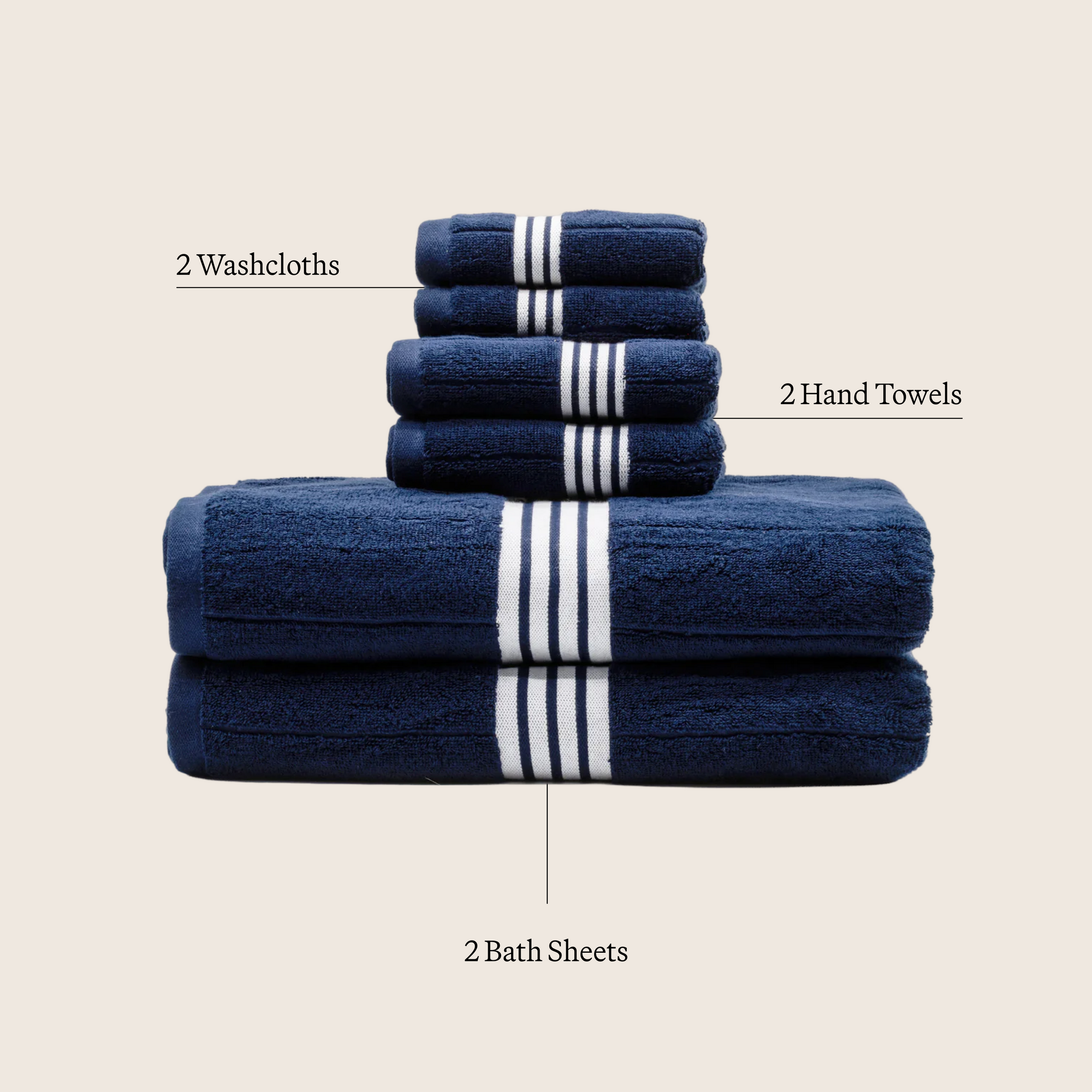 Nautilus Australian Cotton Towels | Navy/White