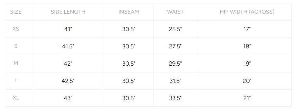 Product size guide