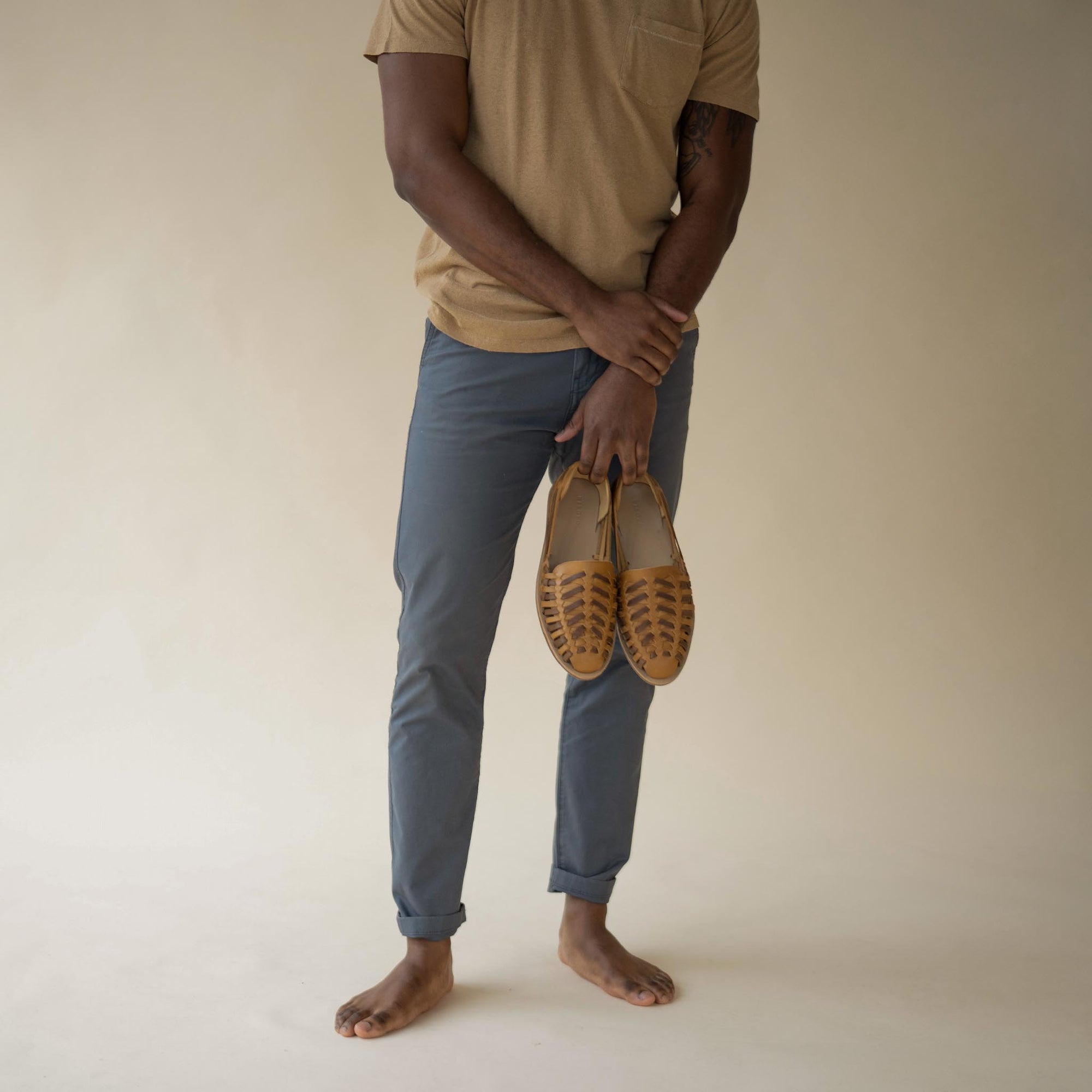 Image 2 of the Men's Huarache Sandal Saddle Brown/Brown Colorblock Men's Leather Slip On Nisolo