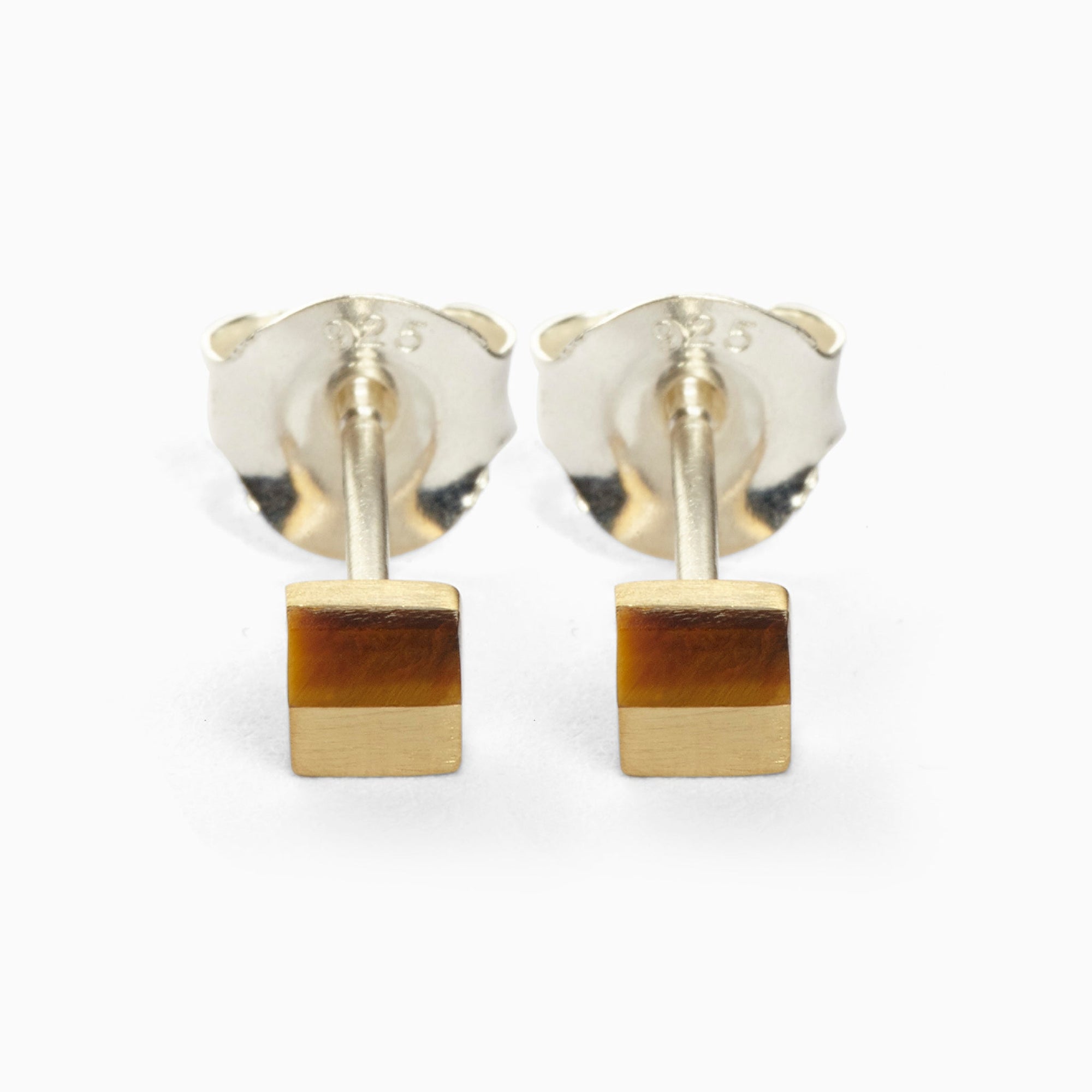 Square Earrings | Brass | Tiger's Eye