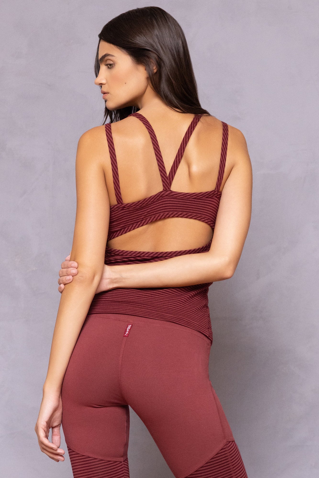 Women | Mini Tonal Stripe Cut Out Tank | Wine Not