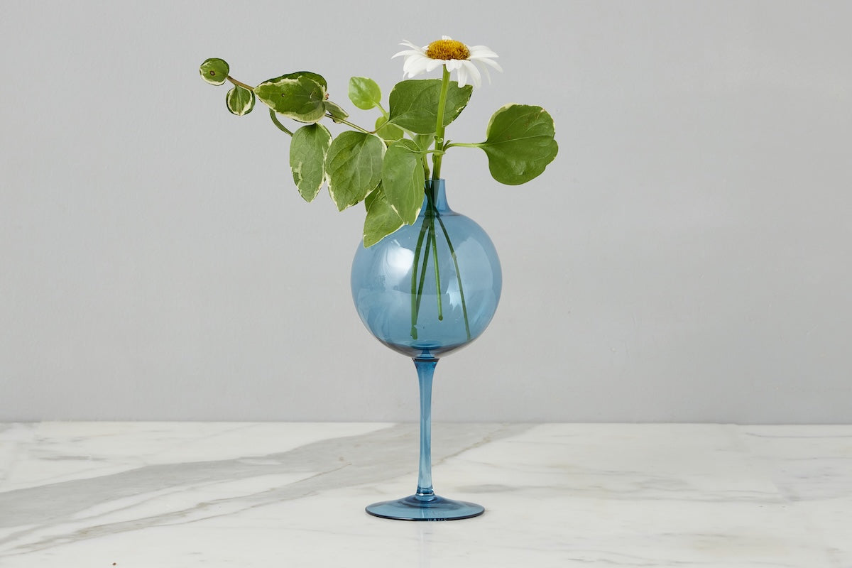 Wine Glass Vase | Navy Blue | Medium