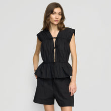 Neha Tie-Front Organic Cotton Blouse | Black