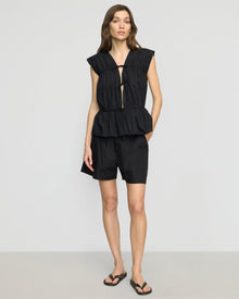 Renee | Neha Tie-Front Organic Cotton Blouse in Size Small