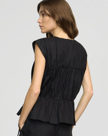 Renee | Neha Tie-Front Organic Cotton Blouse in Size Small