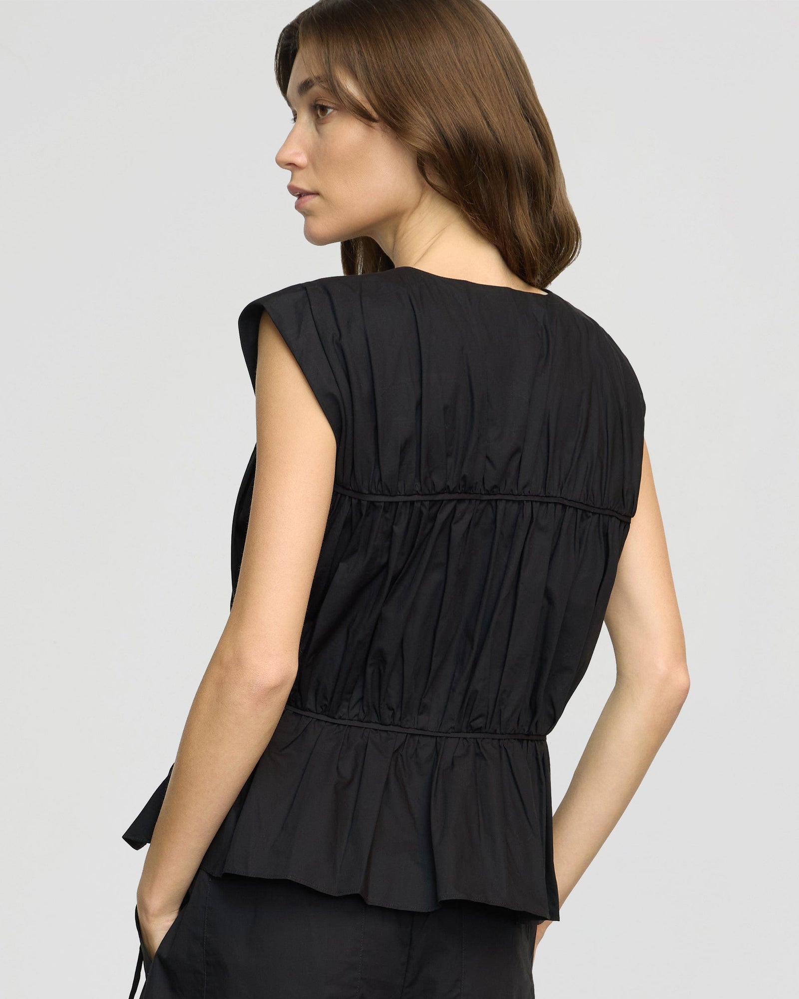 Renee | Neha Tie-Front Organic Cotton Blouse in Size Small