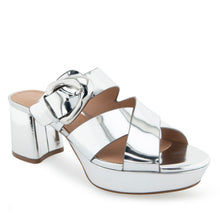 Collin Sandal Platform | Silver Mirror Metallic Polyurethane