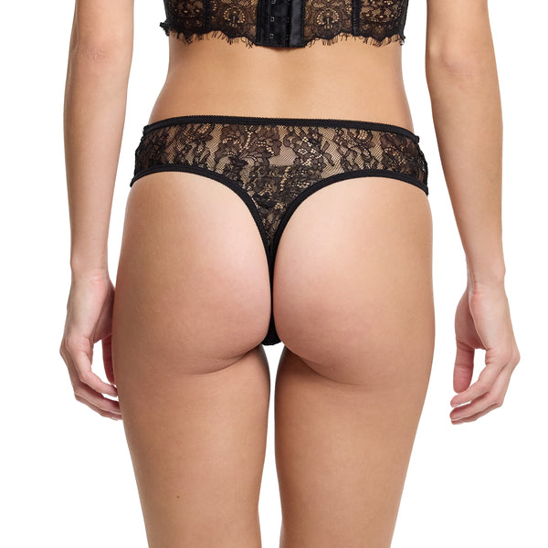 Sheer Seduction Natural Rise Thong | Black