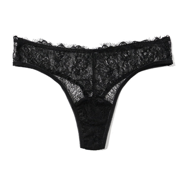 Sheer Seduction Natural Rise Thong | Black