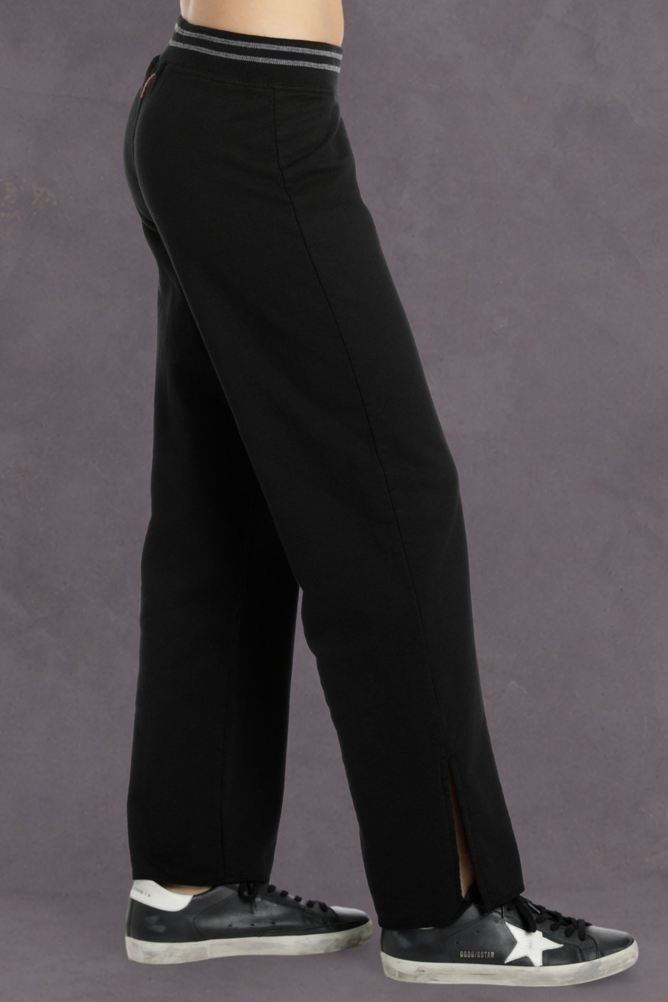 Women | Vintage Boxer Split Leg Sweatpant | Black
