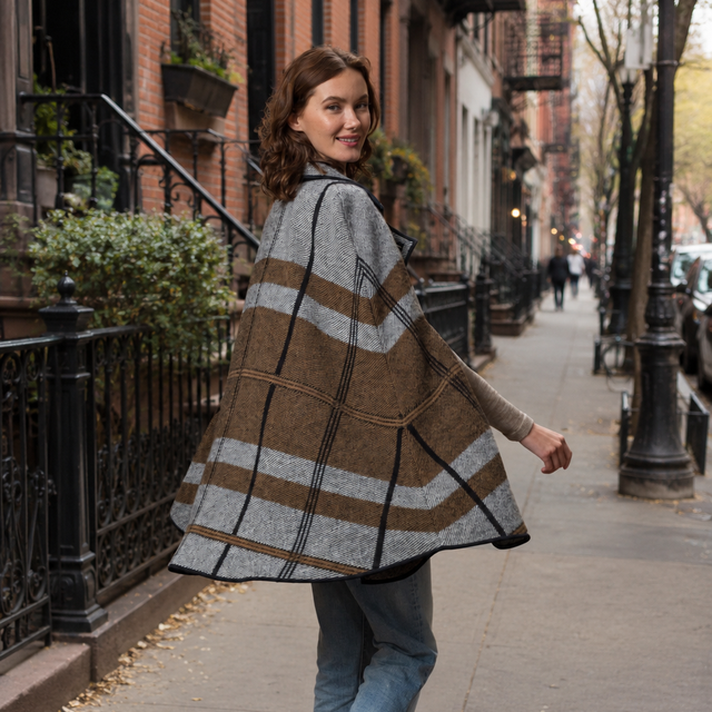Unisex | Audrey Cape | Cognac / Black