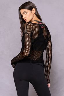 Women | Crochet Mesh Top | Black