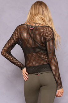 Women | Crochet Mesh Top | Olive