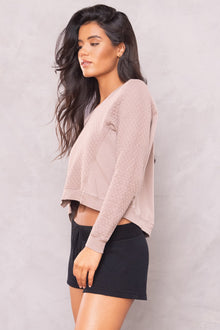 Women | Quilted Notch Front Sweatshirt | Woodsmoke