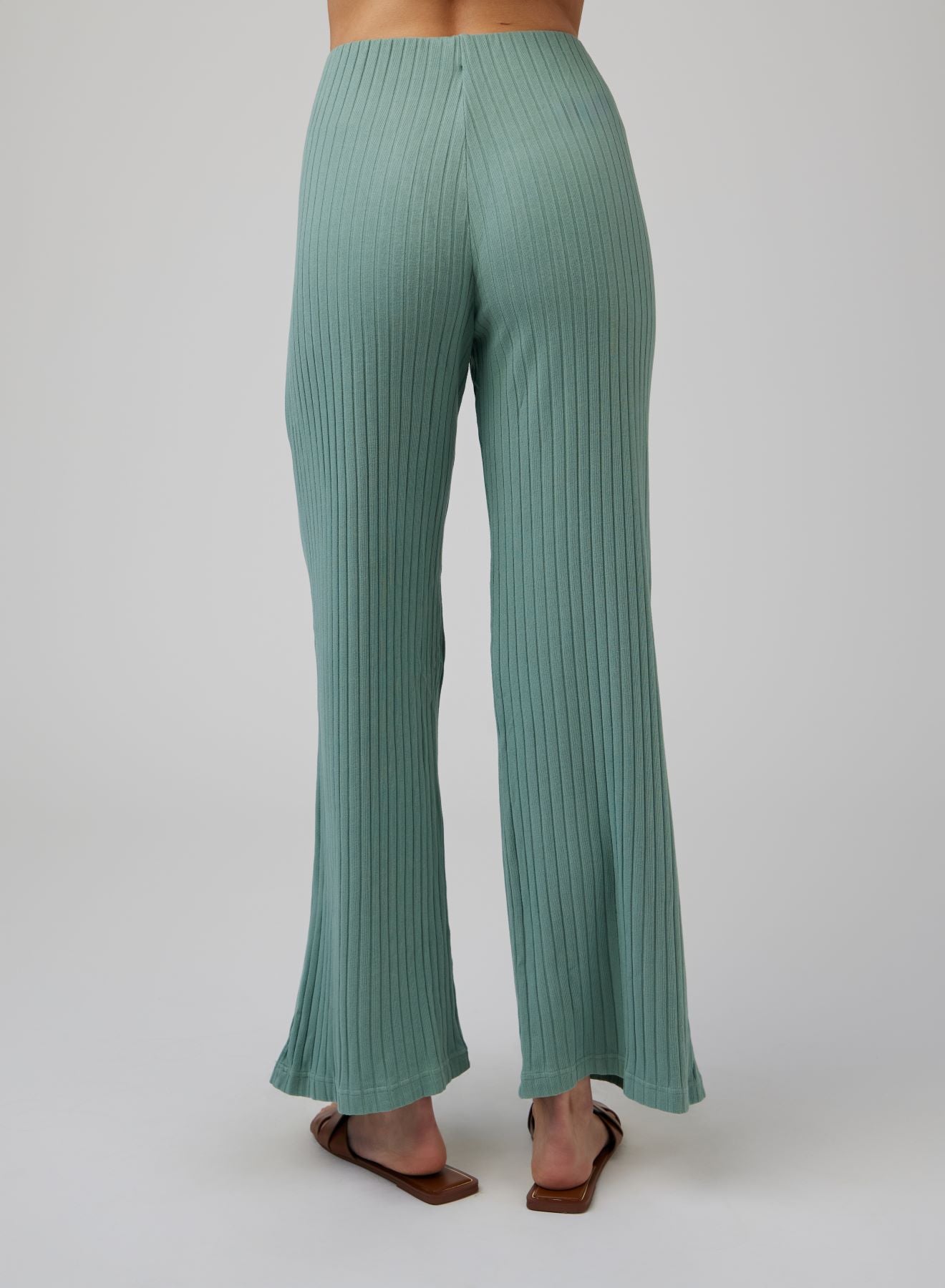 Ribbed Wide Leg Pant | Clean Sage