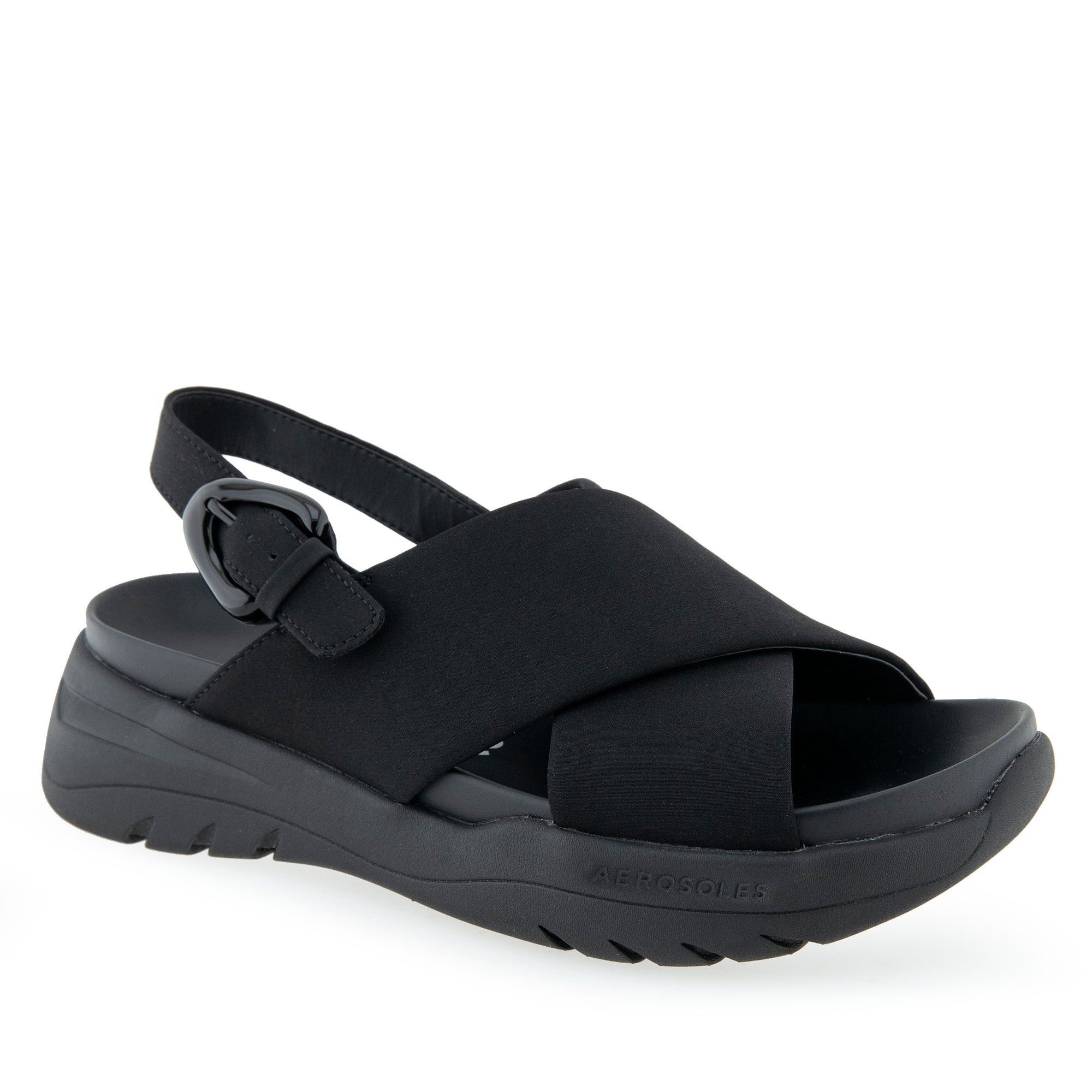 Harlow Sandal Sport | Black Stretch Gaberdine