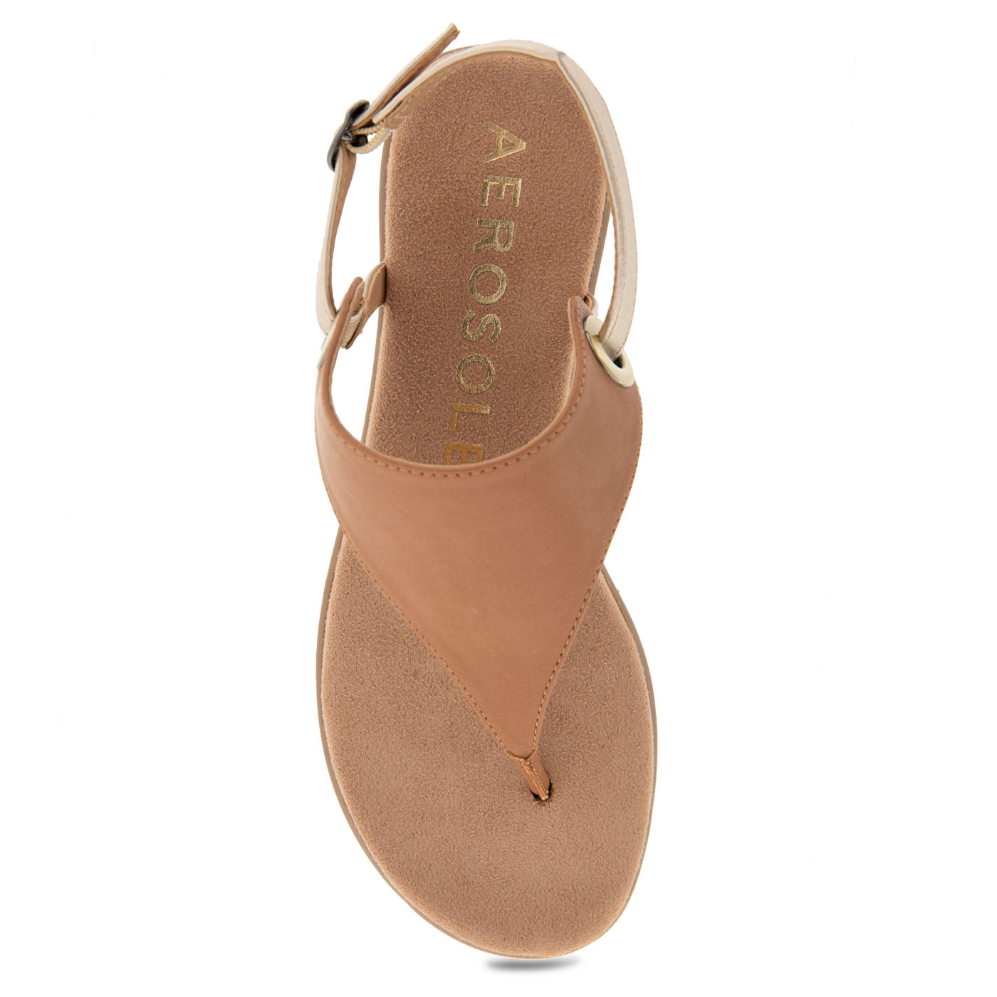 Conclusion Sandal Flat | Tan/Light Gold Faux Calf/Faux Mettalic Nappa