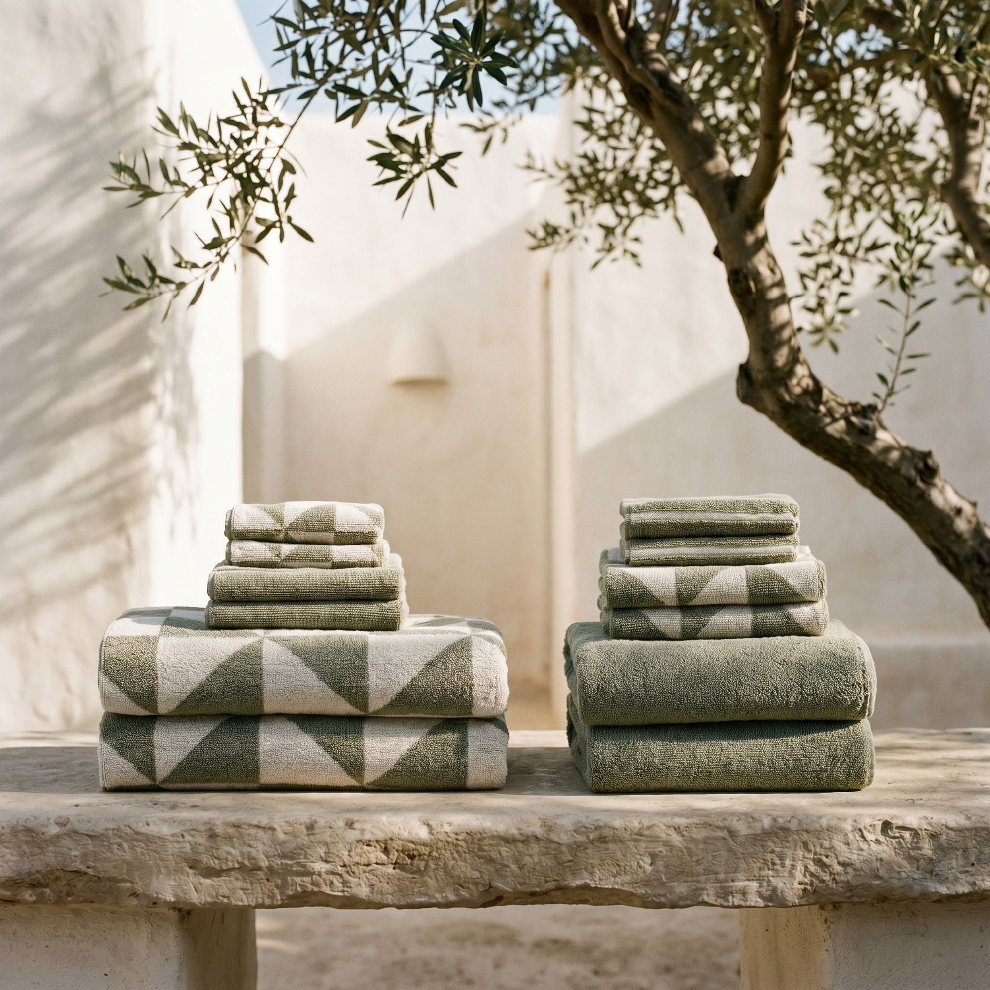 Deia Australian Cotton Towels | Sage/Ecru