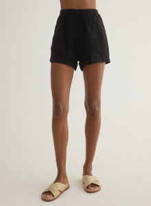 Seamed Ruffle Waist Short | Black