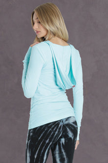 Women | Long Fitted Henley Hoodie Tee | Tiffany